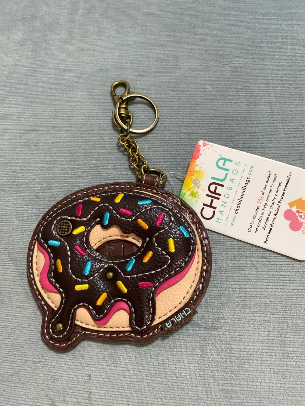 Chala Donut NWT Fob Coin Purse Key Chain Vegan Leather.